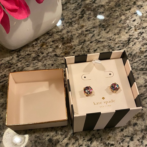 Kate Spade Glitter Stud Earrings in "Confetti Multi Glitter" 14K Gold Plated - Picture 3 of 12